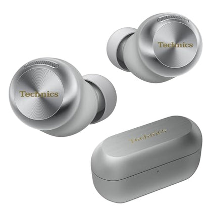 Technics Reference Class Hi-Fi Wireless Ear Buds, Dolby Atmos with Head Tracking, Adaptive Noise Cancelling, 3 Device Multipoint, 10-Hr Battery, Wireless Charging, Improved Fit, EAH-AZ100-S(Silver) | Head Tracking, Adaptive Noise-canceling, 3 Device Multi