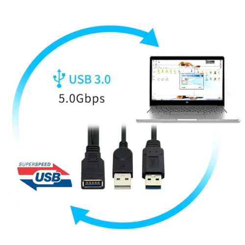 chenyang USB 3.0 Splitter Y Cable USB 1 Female to 2 Male Extra Power Data Extension Cable for 2.5" Mobile Hard Disk - color: USB 1 Female to 2 Male
