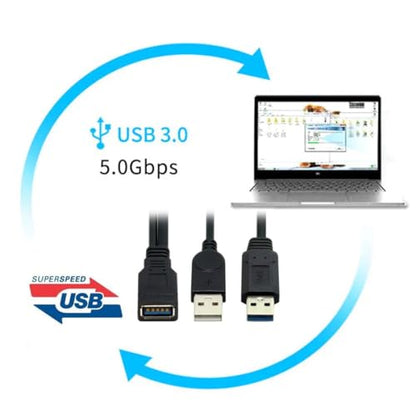 chenyang USB 3.0 Splitter Y Cable USB 1 Female to 2 Male Extra Power Data Extension Cable for 2.5" Mobile Hard Disk - color: USB 1 Female to 2 Male