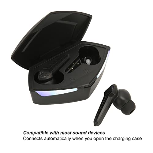 Septpenta Bluetooth Gaming Earbuds, Stereo 45Ms Ultra Low Latency BT 5.2 13mm Drivers Dual Mode Wireless Earphone, Two Illumianated Auto Pairing Deeper Bass Built in Mic for Laptop(Black) - color: Black