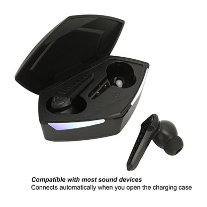 Septpenta Bluetooth Gaming Earbuds, Stereo 45Ms Ultra Low Latency BT 5.2 13mm Drivers Dual Mode Wireless Earphone, Two Illumianated Auto Pairing Deeper Bass Built in Mic for Laptop(Black) - color: Black