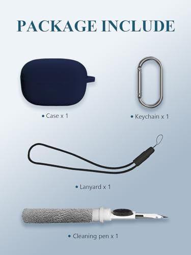 Case for JBL Endurance Race TWS True Wireless Sports Earbuds, WUNIAK Soft Silicone Protective Portable Scratch Shock Resistant Shell with Cleaner Kit & Carabiner & Lanyard ，Midnight Blue - color: Midnight blue