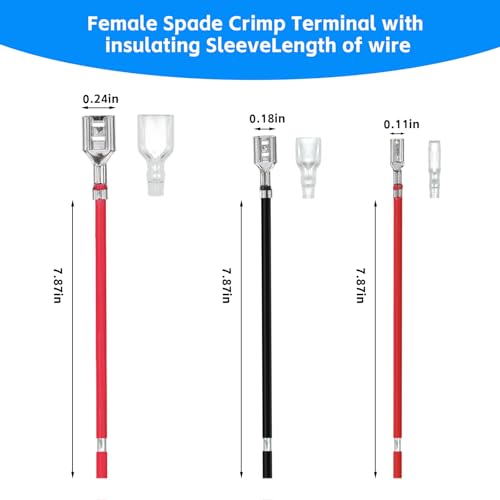 30Pcs Speaker Connectors, 2.8mm, 4.8mm, 6.3mm, Quick Splice | Female Wire with Insulating Sleeves, Crimp Terminal Assortment