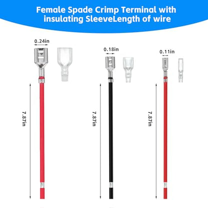 30Pcs Speaker Connectors, 2.8mm, 4.8mm, 6.3mm, Quick Splice | Female Wire with Insulating Sleeves, Crimp Terminal Assortment