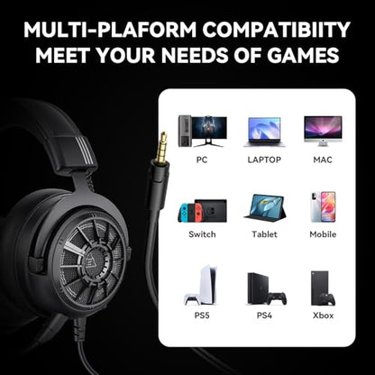 EKSA Wired Gaming Headset for PS5, PC, Xbox Series X|S,Xbox One, PS4, Switch - Game Headset with Mic, 3.5mm Gaming Headphones with Detachable Noise Canceling Microphone with 50mm Drivers