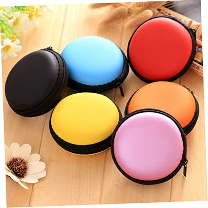 Black EVA Earphone Case with Zipper, Portable Hard Shell Pouch - color: Black
