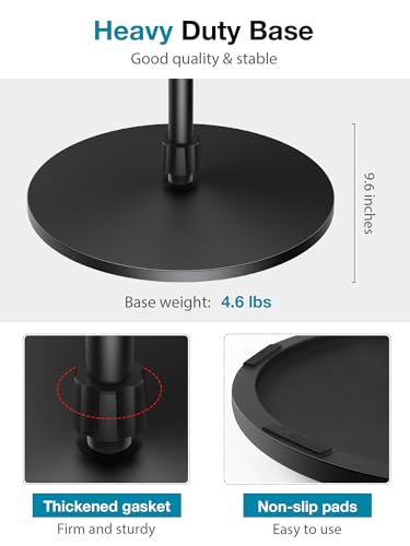 InnoGear 66.34" Mic Stand Microphone Stand Floor Weighted Base for Singing | Height Adjustable, Detachable, Portable for Travel, Stable Base, Work with Blue Yeti Shure SM58 Samson Q2U Fifine K669B - style: Screw Knob 39“ - 66"