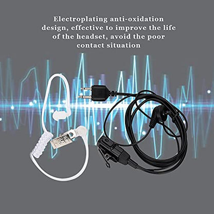 Acoustic Tube 2-Pin Earpiece Headset with PTT Mic Compatible with Two Way Radio IC - F3011 F4011 F4001 Talkie ABS