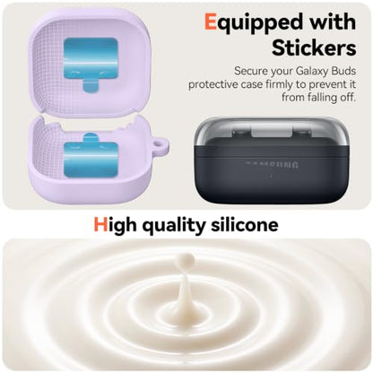 Inesore for Galaxy Buds 4 Pro & Galaxy Buds 4 Case (Purple) | Skin Friendly Silicone Material, with A Multifunctional Cleaning Pen Tool and Keychain, Scratch Resistant, Slip Resistant - color: Purple