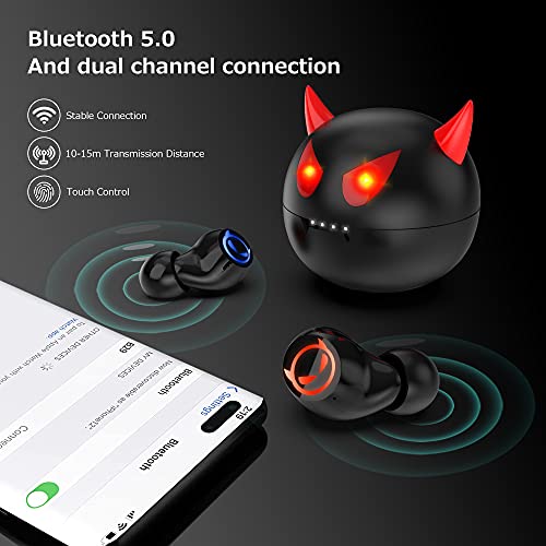 Ture Wireless Earbuds Gaming Bluetooth Earbud Touch Control in-Ear Headphones with Charging Case Noise Reduction 36H Playtime Kids Earphones,No Delay Sports Earbuds - color: Black