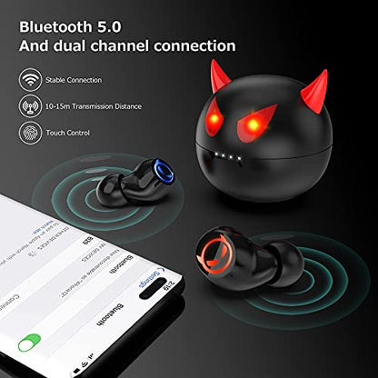 Ture Wireless Earbuds Gaming Bluetooth Earbud Touch Control in-Ear Headphones with Charging Case Noise Reduction 36H Playtime Kids Earphones,No Delay Sports Earbuds - color: Black
