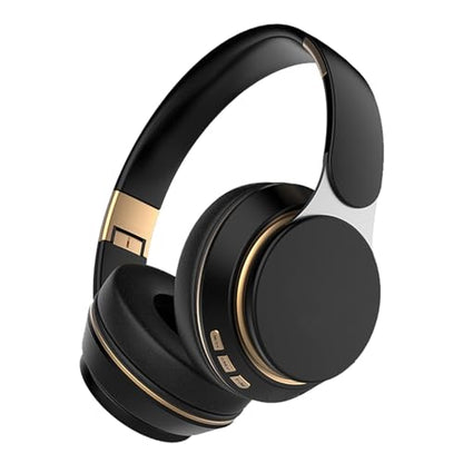 Wireless Bluetooth Headphones Over-Ear Foldable Headset – HiFi Stereo, Deep Bass, Portable Wireless Headphones with Hidden Mic for Travel, Office & Home (Black)