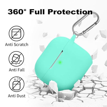 for Airpods 4th Case Cover, Come with Cleaner Kit,Soft Skin Silicone Case Cover with Keychain, Front LED Visibl, Full Protective Case，Compatible with AirPods 4th(Mint Green) - color: B3-Mint Green