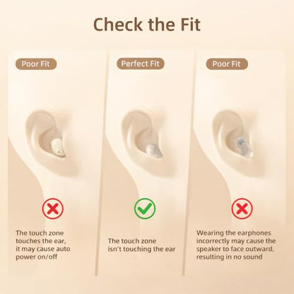 Sleep Earbuds, Invisible Mini Wireless Earbuds for Small Ear Canals, Ergonomic Bluetooth Earbuds with Premium Sound and One-Step Auto Pairing（Beige）