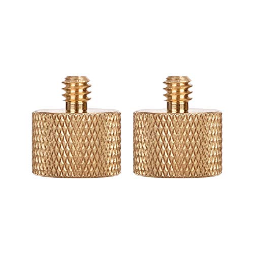 Anwenk Mic Stand Adapter 5/8 to 1/4 Adapter Standard Mic Thread Screw Adapter (Brass) Microphone Stand Adapter to Tripod Adapter, 2 Pack