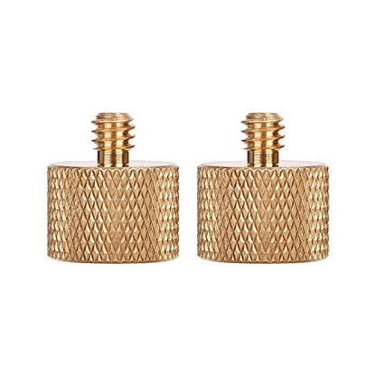 Anwenk Mic Stand Adapter 5/8 to 1/4 Adapter Standard Mic Thread Screw Adapter (Brass) Microphone Stand Adapter to Tripod Adapter, 2 Pack