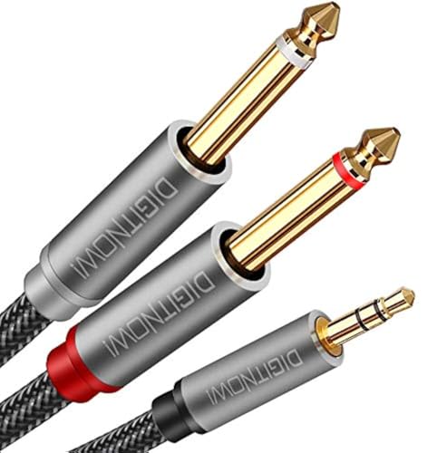 DIGITNOW 3.5mm 1/8" TRS to Dual 6.35mm 1/4" TS Mono Stereo Y-Cable Splitter Cord for Smartphone, Computer, CD Player, Speakers and Home Systems Amplifier, 3.3Ft - size: 3.3ft