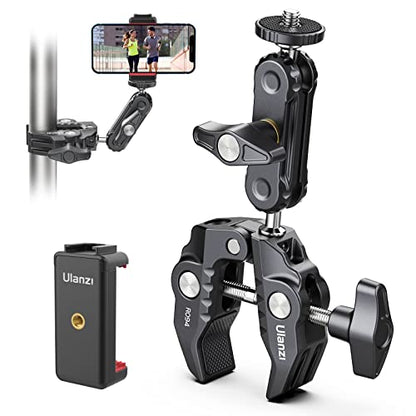 ULANZI Super Clamp Camera Clamp Mount Monitor 360° Ballhead MagicArm Double | Ball Head Adapter with 1/4"-20 & 3/8"-16 Thread ST-07 Phone Tripod Mount - size: Phone Mount Kit