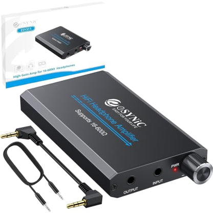 eSynic Rechargeable 16-600Ω Headphone Amplifier Portable with Gain Switch - size: Portable