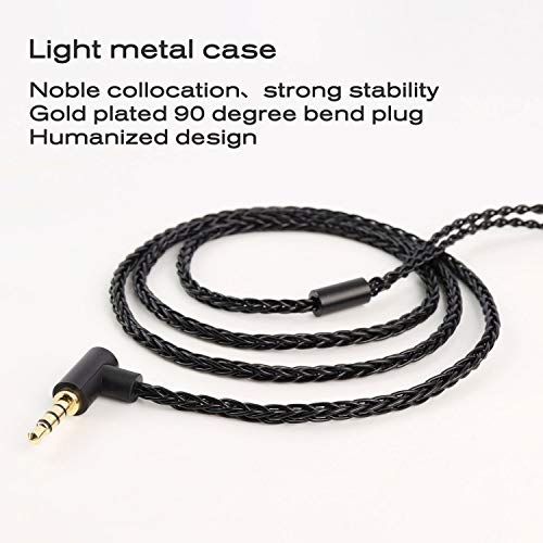 JCALLY Headphone Cable, Replacement wire Oxygen-Free Copper Upgrade 5N OFC Headphone Wire 8 Shares 0.78mm 2pin connector Earphone 3.5mm Wire with Microphone iem cable with microphone (Black 0.78mm) - size: Black 0.78mm