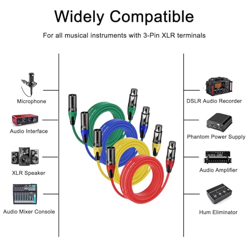 4Pack-50FT XLR Male to XLR Female Cables, Professional Balanced Microphone Lead, Extension Mic Cable Cord (Blue, Red, Blue, Yellow) - style: 4Pack-50FT