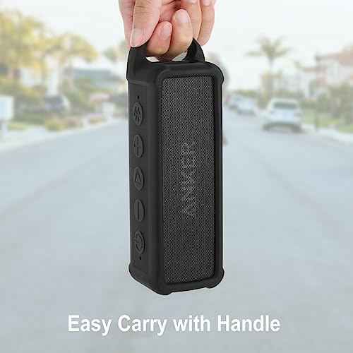Silicone Case Compatible with Anker Soundcore 2 Portable Speaker, Protective Travel Case Cover with Handle and Carabiner for Anker Soundcore 2 Speaker (Black)