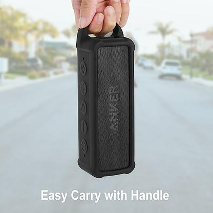 Silicone Case Compatible with Anker Soundcore 2 Portable Speaker, Protective Travel Case Cover with Handle and Carabiner for Anker Soundcore 2 Speaker (Black)