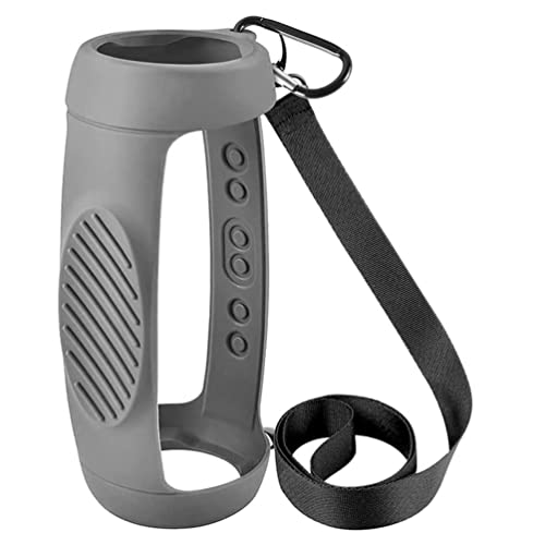 JB charge 5 Bluetooth Speaker Silicone protecitve Case protable, JB charge 5 Travel Carrying Case with Shoulder Strap and Carabiner (Gray) - color: Gray