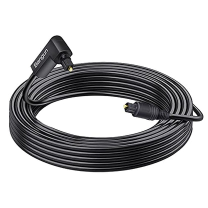 90 Degree Optical Audio Cable 65 feet, Slim Digital Audio Optical Cable, 360 Degree Right Angle Fiber Optic Toslink Cable, Compatible with Sound Bar, TV, Samsung, Vizio, Bose, LG, Sony, Sonos - size: 65ft, style: One Right Angle Plug