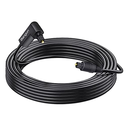 90 Degree Optical Audio Cable 50 feet, Slim Digital Audio Optical Cable, 360 Degree Right Angle Fiber Optic Toslink Cable, Compatible with Sound Bar, TV, Samsung, Vizio, Bose, LG, Sony, Sonos - size: 50ft, style: One Right Angle Plug