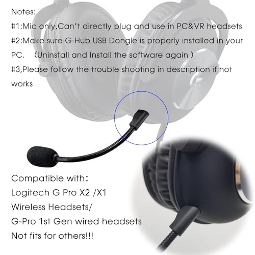 REEYEAR Replacement Game Mic fits for Logitech G PRO X2,G PRO X Wireless and G Pro Wired Gaming Headsets,Detachable Noise Cancelling Crystal-Clear Game Microphone,Mic Only