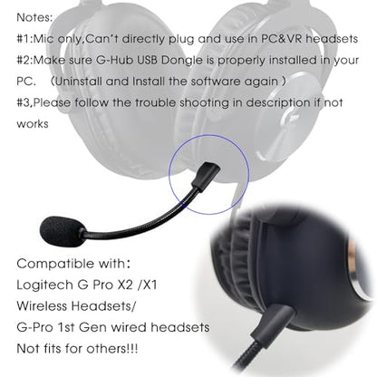 REEYEAR Replacement Game Mic fits for Logitech G PRO X2,G PRO X Wireless and G Pro Wired Gaming Headsets,Detachable Noise Cancelling Crystal-Clear Game Microphone,Mic Only