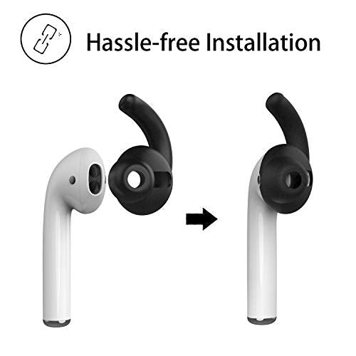 Anti-Slip Earhooks Soft Silicone Skin Compatible with Apple Headphone 2 & 1 Lightweight Sound Quality Enhancement for Headphones Outdoor Activities in-Ear EarHook 2 Pairs White & Black - color: White & Black