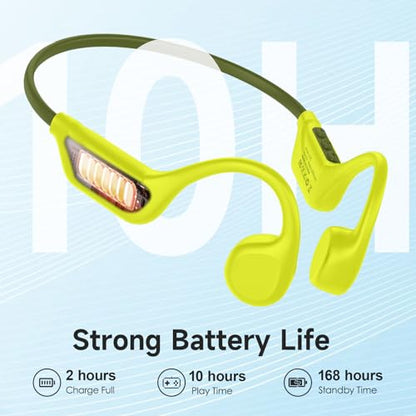 LOBKIN Bone Conduction Headphones Bluetooth 5.4, Open Ear Headset with Mic | 10H Playtime, IPX5 Sweat Resistant Sports Earbuds for Running Cycling Hiking, Yellow - color: Yellow