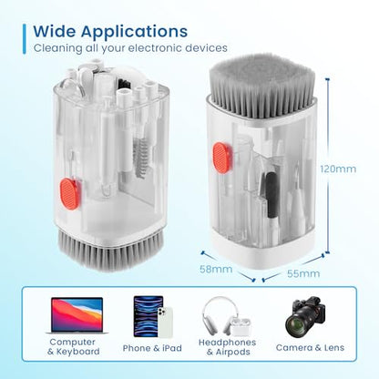 Ewent 21-in-1 Multifunctional Cleaner Kit for Electronic Devices, Cleaning Accessories for Headphones/Earbuds,Keyboards,PC Monitors,Smartphones,Tablets,Cameras and Screens, Cleaning Kit Tools (White)