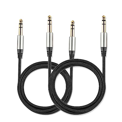 Pack of 2 TRS Instrument Cable 1/4 Inch Straight 6.35mm Male Jack Nylon Braided Studio Cord (3.3 Feet-2 Pack) - style: 3.3 Feet-2 Pack