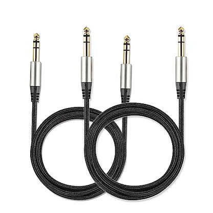 Pack of 2 TRS Instrument Cable 1/4 Inch Straight 6.35mm Male Jack Nylon Braided Studio Cord (3.3 Feet-2 Pack) - style: 3.3 Feet-2 Pack