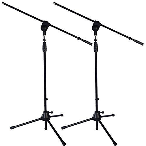 LyxPro Microphone Stand Boom Arm Tilting, Rotating Floor Podium Studio, Strong Durable 38.5 Inch - 66 Inch, Extends Arm to 29 3/8 Inch Comes With 3/8 Inch and 5/8 Inch - Mount Adapters (Pack of 2) - size: 2 Pack