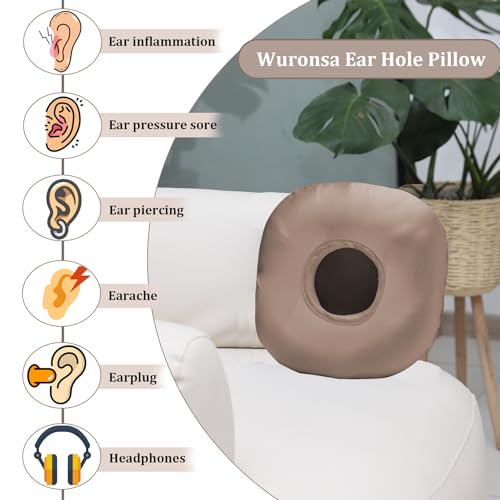 Cooling Ear Piercing Pillow with Hole for Cartilage Piercings, CNH Support - color: Light Brown Silk