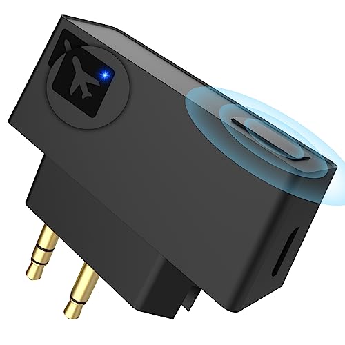 Bluetooth Airplane Adapter for Headphones,in-Flight Bluetooth Audio Adapter with 3.5mm Jack on Airplanes/Gym/TVs/Gaming/PC/iPad/PS5