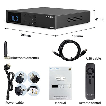 S.M.S.L A300 HiFi Power Amplifier, Class D Integrated Amp SDB Sound Effects 2.1 Audio System Hi-Res Audio Receiver RCA/Bluetooth 5.0/USB Input 8 Modes of EQ 165W x 2 THD+N 0.004%(with Remote Control)