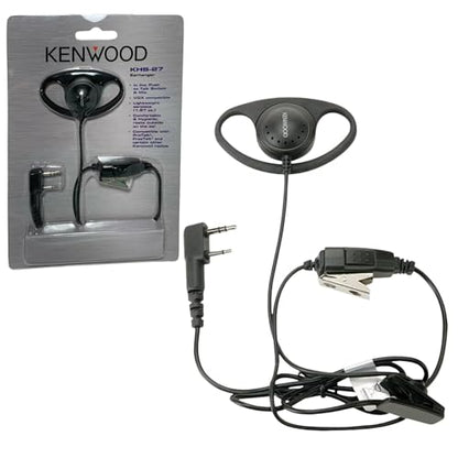 Kenwood KHS-27A D-Ring Earhanger with a Clip Microphone, for High-Noise Environments, Compatible with ProTalk & FreeTalk Series Radios, Features an in-Line Push-to-Talk (PTT) Switch - style: KHS-27A
