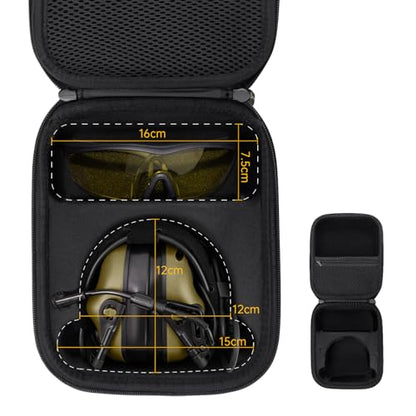 EARMOR Storage Case for Shooting Ear Protection Earmuff Glasses & Accessories, Weather-Resistant Durable Dustproof Hard EVA Carrying Storage Bag for Hunting Electronic Shooting Ear muff