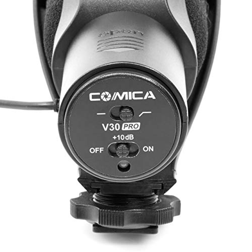 comica CVM-V30-PRO-B Supercardioid Directional Shotgun Microphone with 3.5mm Jack, Black