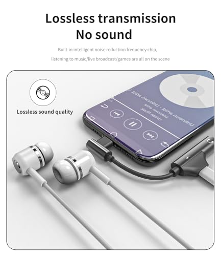 for iPhone Headphone Adapter (2in1) 3.5mm to Lightning Jack Splitter MFI Certified AUX Charge Cable Audio Charging Dongle Converter for 14 13 12 11 Pro Max 7 8 Plus X Earbud Charger Connector