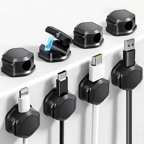8 Pack Magnetic Cable Clips Cord Organizer-Adhesive Wire Holder, Under Desk Cord Holder Keeper for Home Office Desk Phone Car Wall Desktop Nightstand Cabinet - size: 8Pack