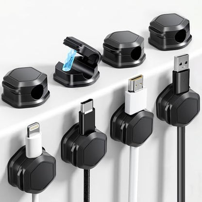 8 Pack Magnetic Cable Clips Cord Organizer-Adhesive Wire Holder, Under Desk Cord Holder Keeper for Home Office Desk Phone Car Wall Desktop Nightstand Cabinet - size: 8Pack