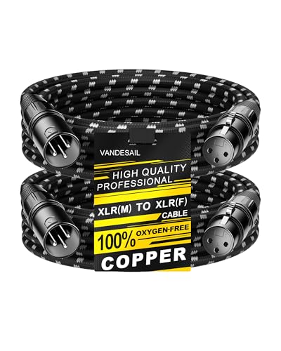 XLR Cables 10ft 2Pack, Durable Nylon Braided XLR Microphone Cable - size: 10 FT