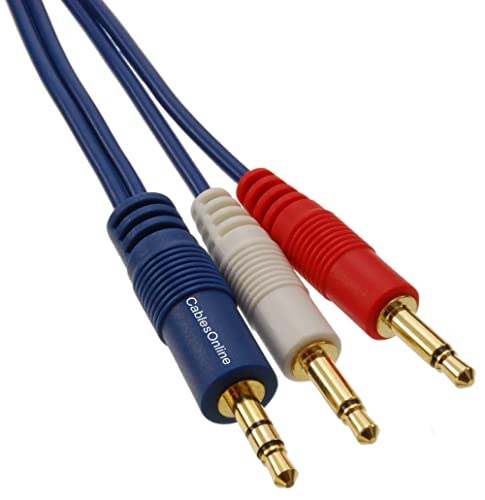 3ft CablesOnline 3.5mm Stereo Male to Dual (Rd/Wh) Mono 3.5mm Blue Audio Breakout Cable, AM-603C