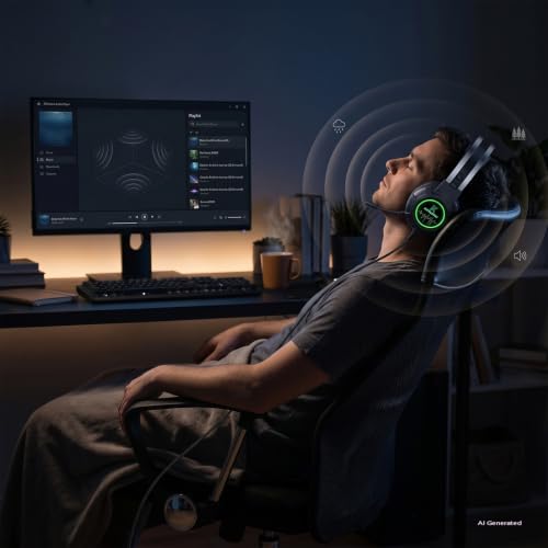 Gaming Headset,Lightweight Gaming Headphone: 7.1 Surround Sound | Self-Adjusting Suspension Headband,50MM Drivers&Noise Canceling Mic,Cool RGB lighting ,One-Key Volume Roller,Wired USB